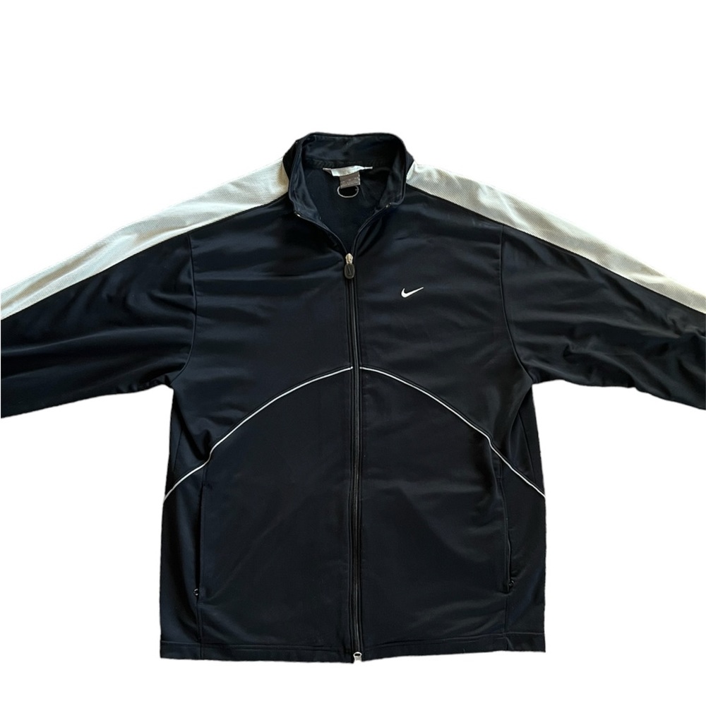 Mens Vintage Nike Jacket Adult XL Black & White  Windbreaker Zip Up